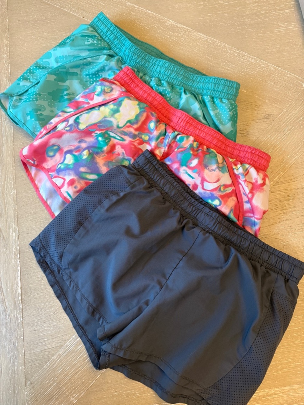 Xersion Girls' Active Shorts Trio - Teal, Pink Multicolor & Black